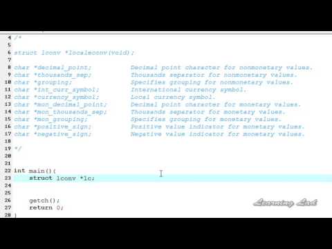 80   localeconv Function in C programming Language Video Tutorial Full HD