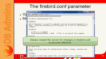 Firebird Training for DB Admins: 05 Firebird configuration file parameters