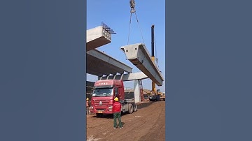 Amazing installing concrete girder bridge construction work with crane