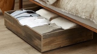 The Storage Max - Underbed Wooden Organizer With Wheels - Rustic