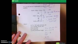 Profit Equation and Contribution Margin Ratio