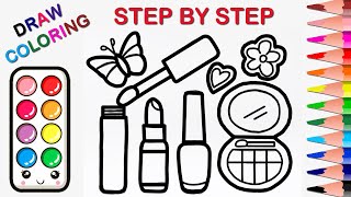 How to Draw a Makeup Kit for Kids, Makeup set Drawing, Drawing Easy Step