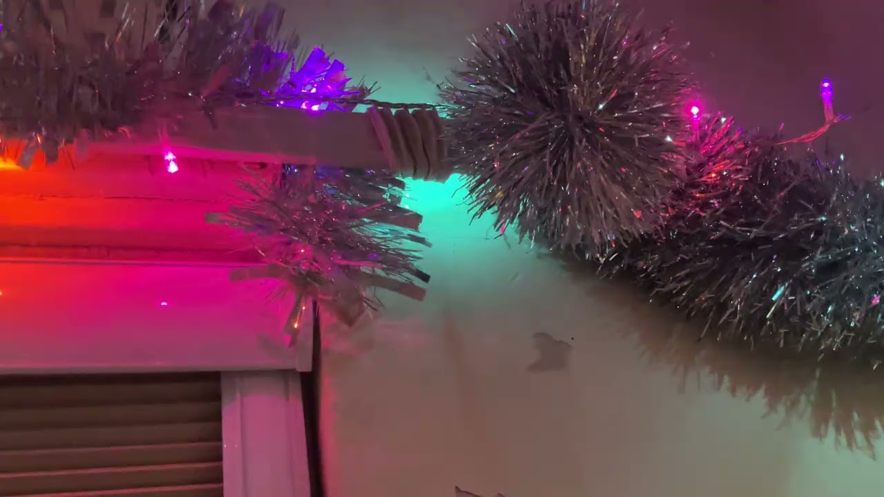 Christmas lights & decorations set up for Christmas 2025 on my landing & in my hallway