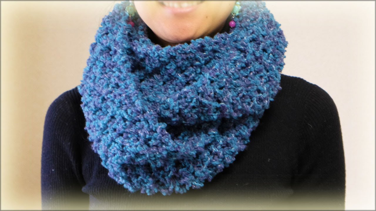 スヌードの編み方 作り方 かぎ編み100均糸で簡単 Diy Crochet Cowl Tutorial Youtube