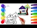 How To Draw cute House  Drawing, Painting &amp; Coloring For Kids and Toddlers_ Child Art 🐋🌈🎨
