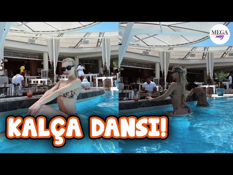 Oyuncu Melisa Döngel, bikinisiyle havuzda kalça dansı yaptı | Almeda Abazi'den havlulu önlem!