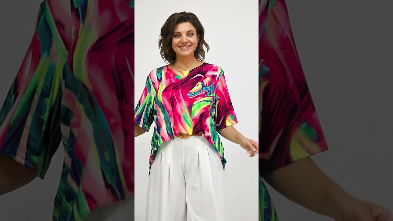 ЛЕТНЯЯ БЛУЗА OVERSIZE Abbi Clothes Арт.4057  Для Пышных Форм 