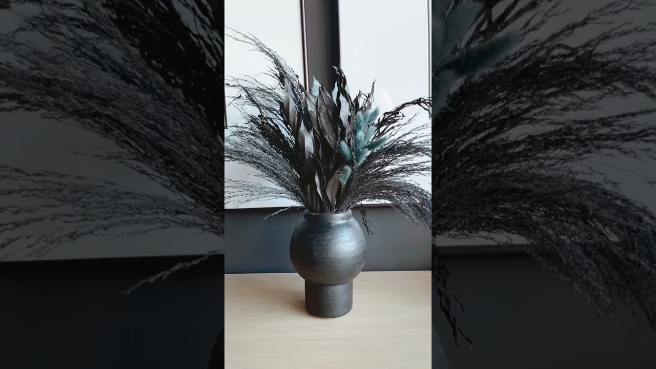 Black Boho Wedding Home Decor Dried Floral Arrangement 