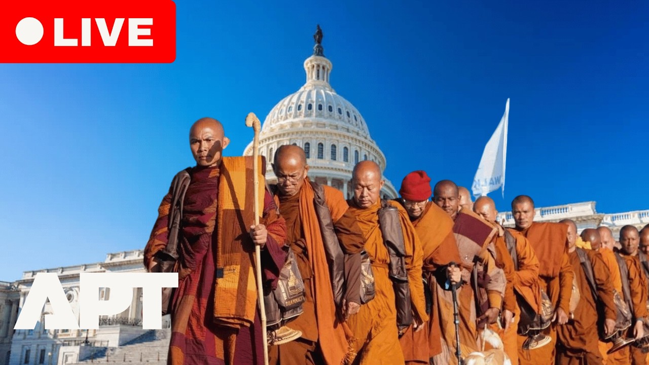 LIVE: Buddhist Monks on Walk for Peace Arrive at U.S. Capitol Peace Monument in Washington DC | APT