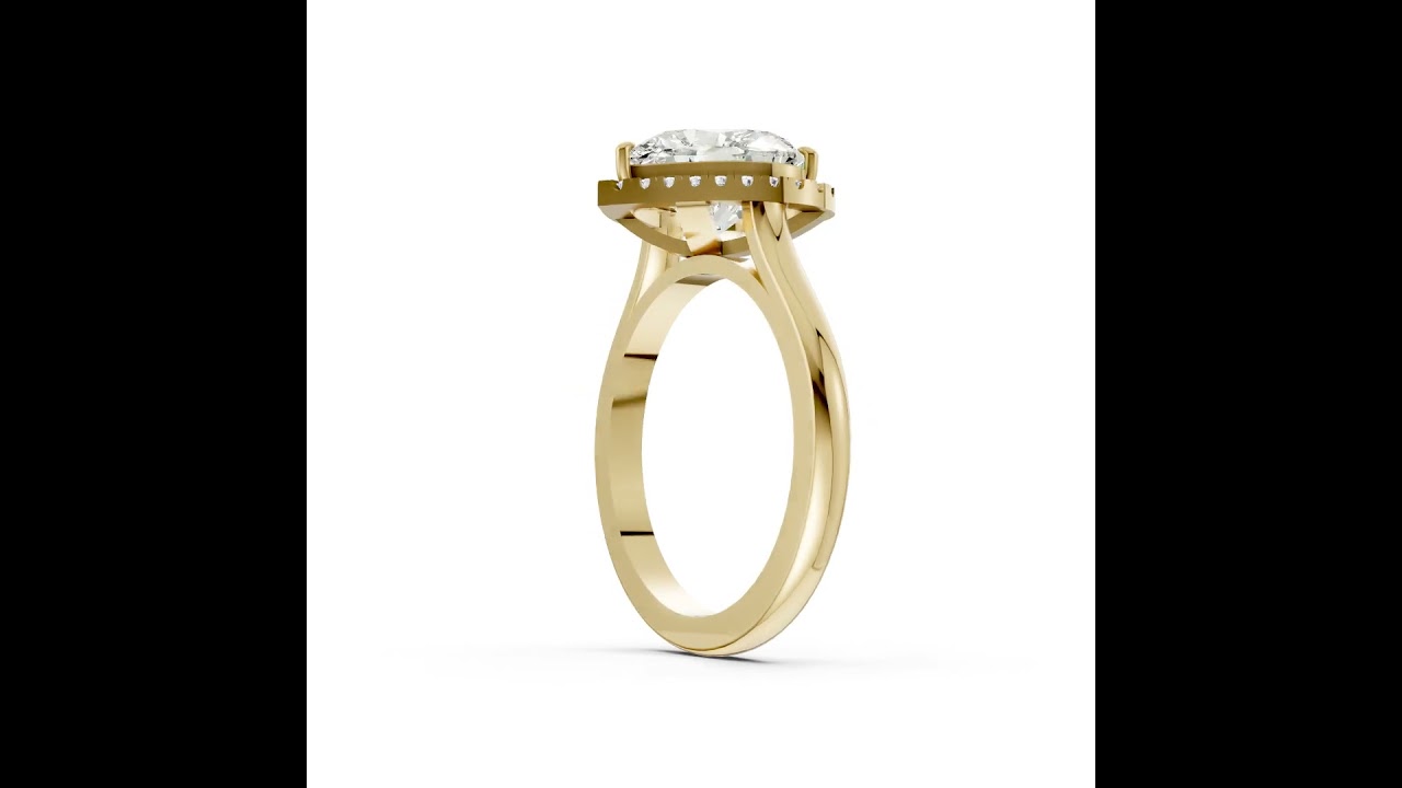 Heart Brilliant Cut Halo Diamond Cathedral Shank Ring