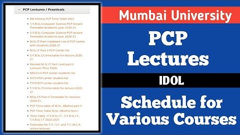 PCP Lectures Details | Mumbai University | IDOL | Ashish Sir