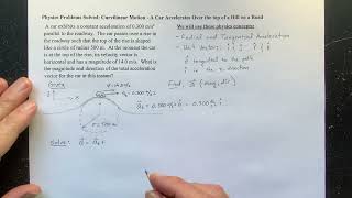 Curvilinear Motion - A Car Accelerates Over the Top of a Hill on a Road - A Physics Problem Solved