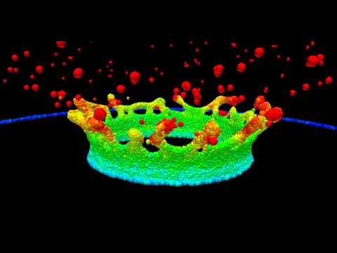 Milkcrown analysis of particle spacing 0.0002 m by MPS method