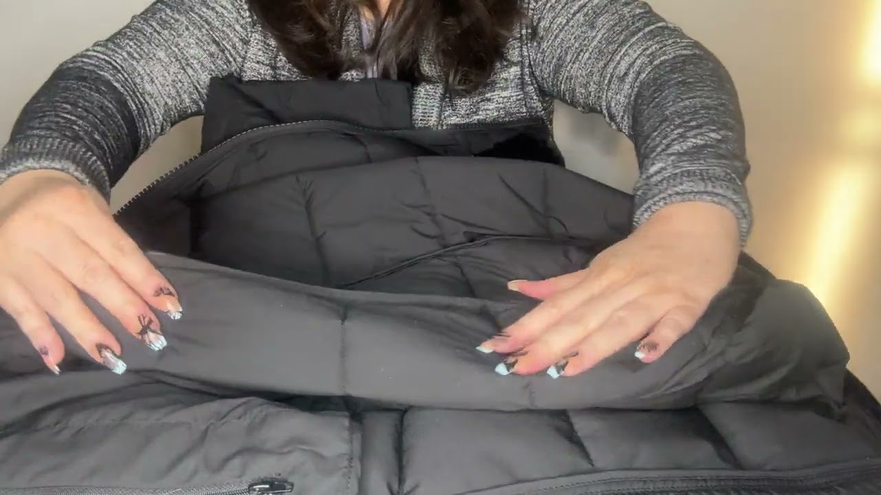 ASMR puffer jacket zipper sounds