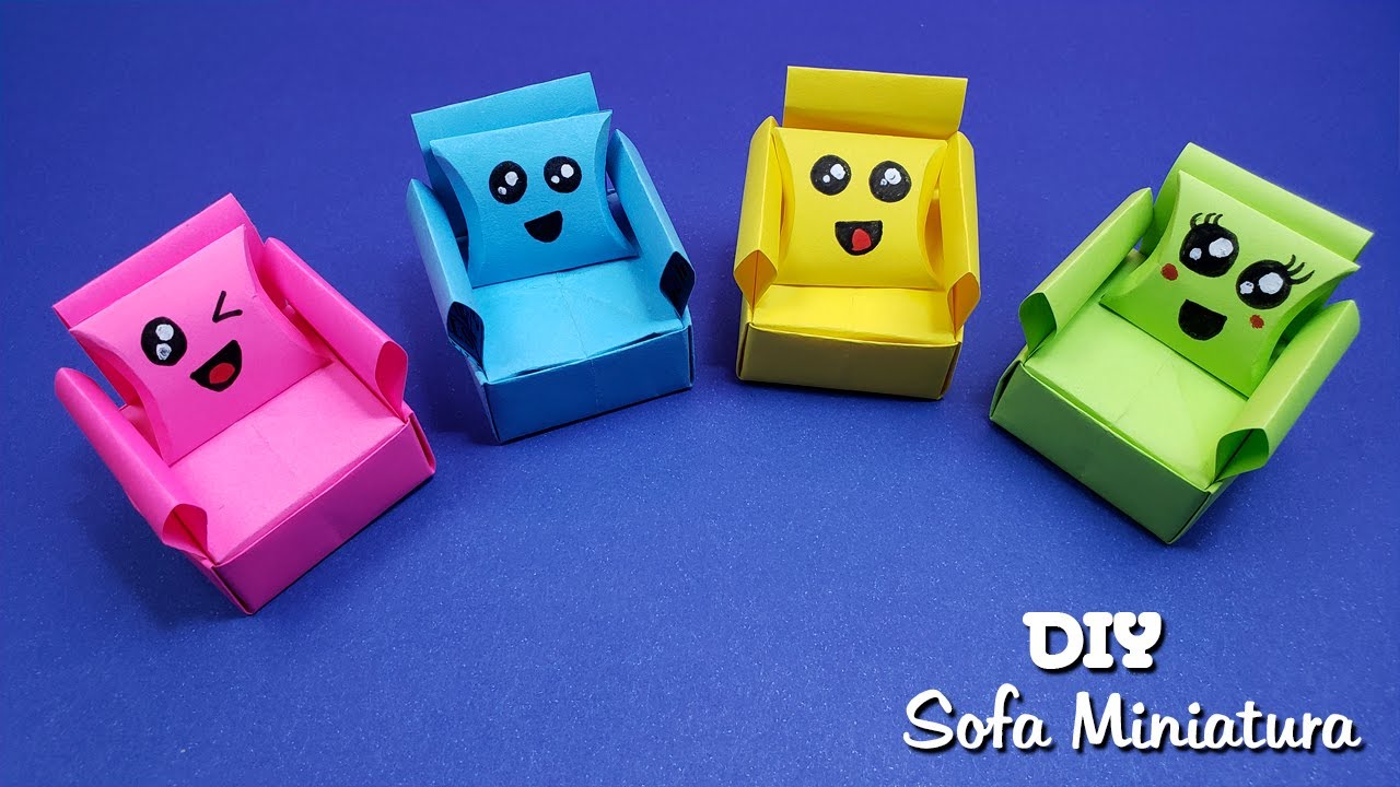Como hacer un sofá de papel Origami Sofá Paper Crafts Miniatura