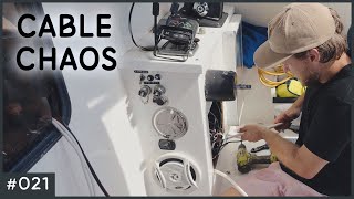 Detaching Electrical Cables from our Catamaran Mast