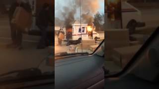 Mail Carriers Save Packages from Burning Postal Service Vehicle