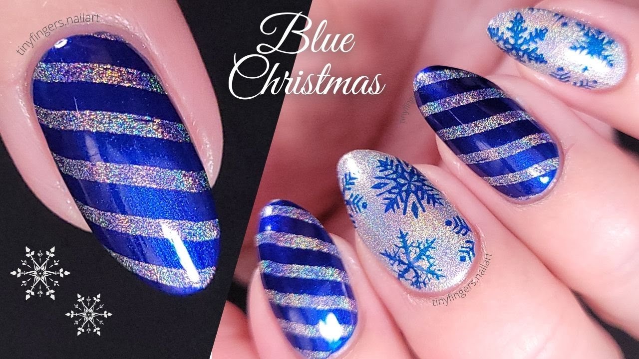 Blue and Silver Christmas Nail Design - wide 2