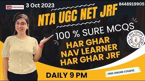 100 % Sure MCQs | NTA UGC NET JRF | Paper 1 | Daily 9 PM | Nav Classes by Navdeep Kaur