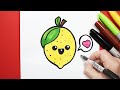 رسم ليمونة كيوت بالرصاص والخطوات رسم كيوتات تعليم الرسم للاطفال 