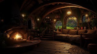 RAIN Hobbit World | Stormy Night in Hobbiton | Soothing Rain & Rolling Thunder Sounds for Relaxing