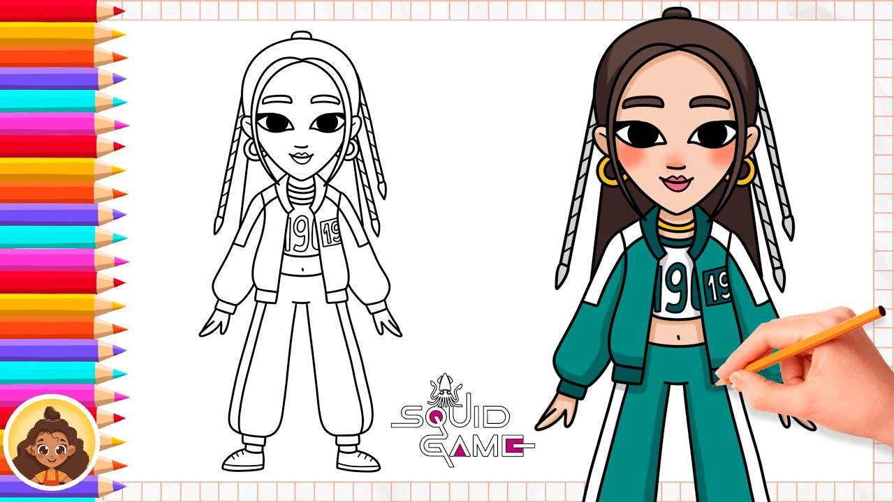 How to Draw Kang Mi-na player 196 | from Squid Game - YouTube