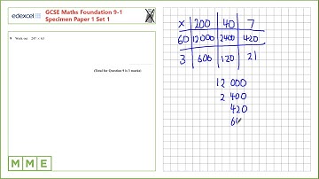 GCSE Maths EDEXCEL Specimen Set 1 Foundation     Paper 1   Q9 Grid multiplication