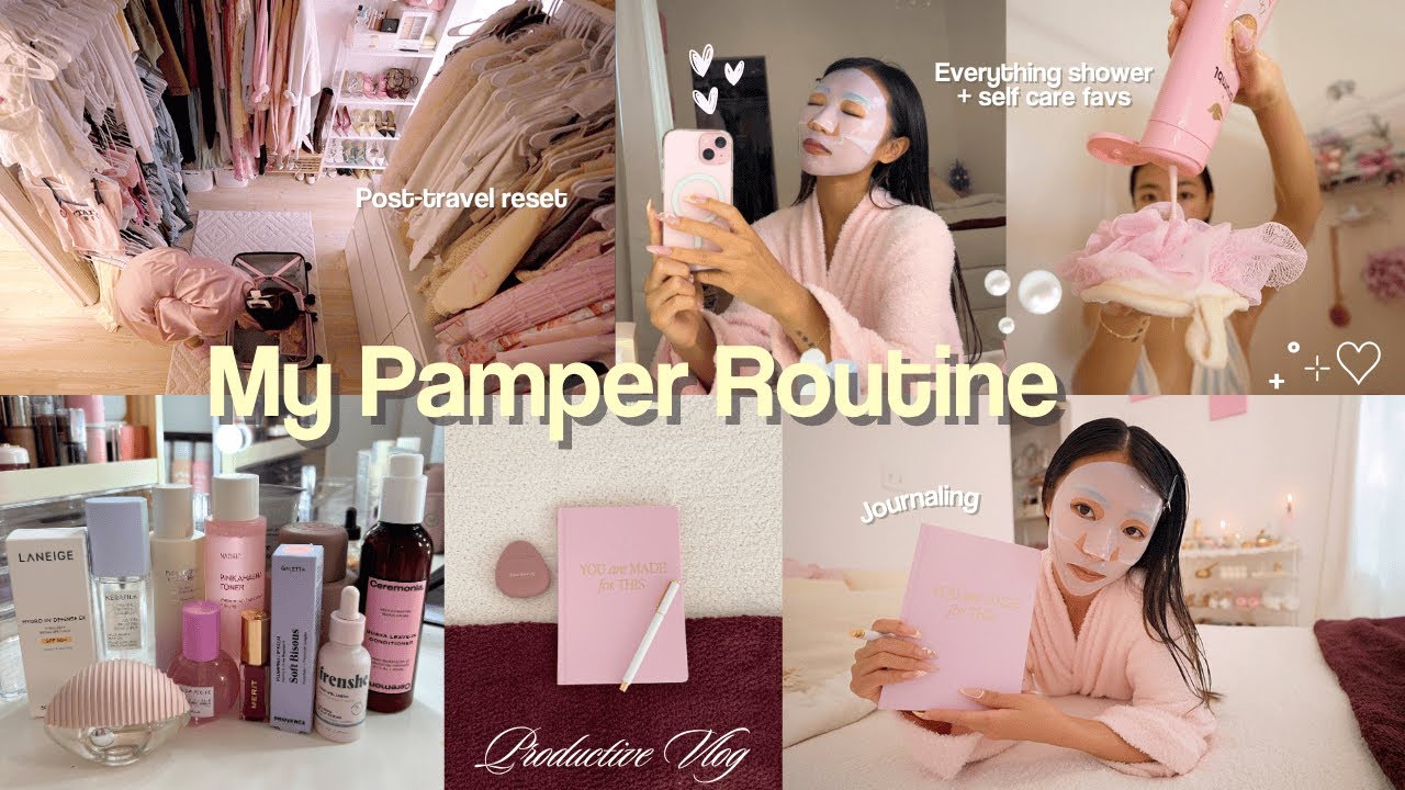 RELAXING SELF CARE DAY🧖🏻‍♀️ Pampering routine, skincare, hair routine & post travel reset🚿