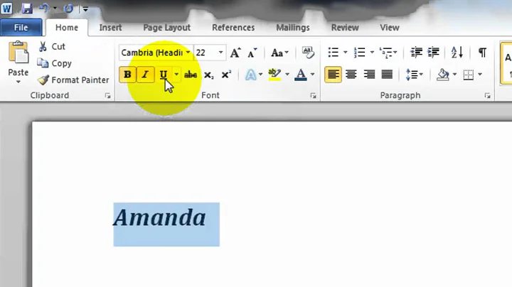 MS-Word 2010: Font