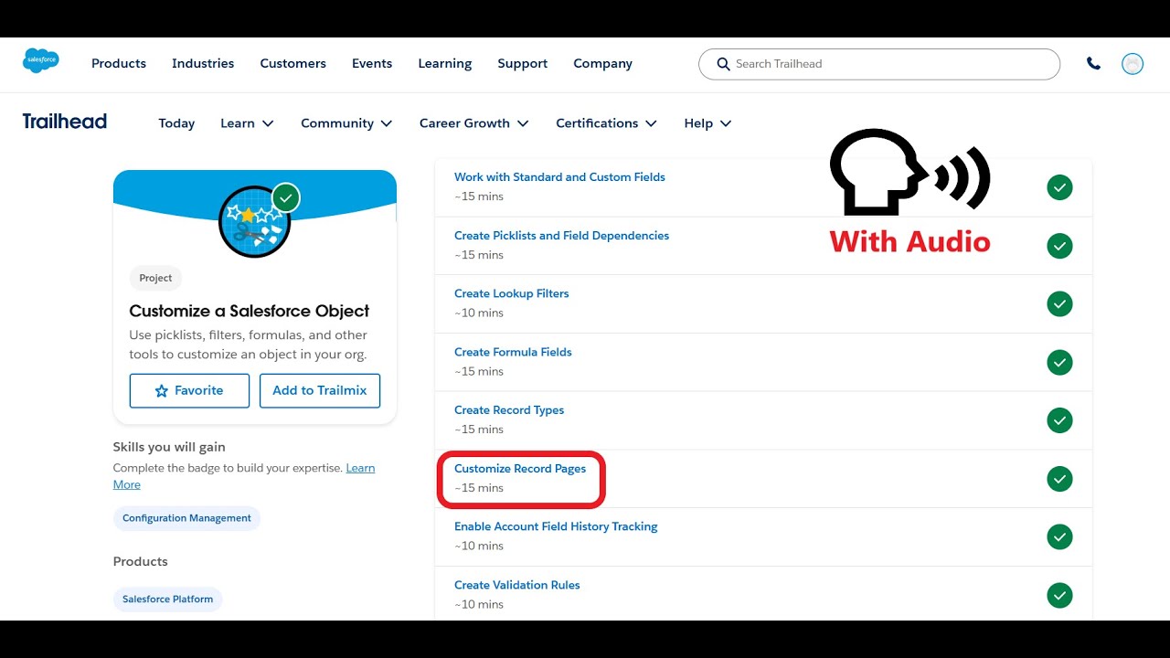 Настройка страниц записей | Настройка объекта Salesforce | Trailhead | Salesforce | Виртуальная с...