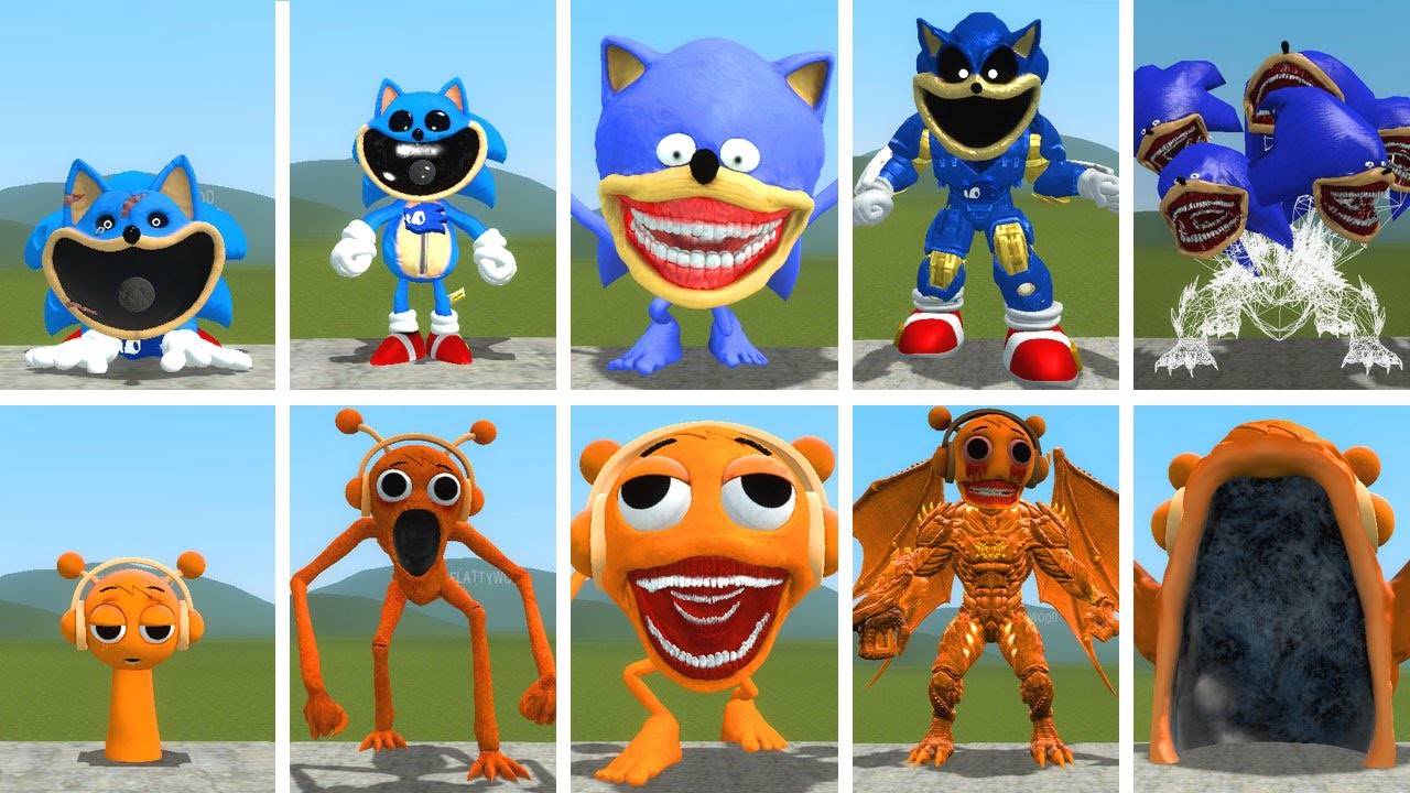 THE SHOWDOWN BETWEEN TWO GANGS: SONIC EXE VS SPRUNKI OREN - WHO IS THE STRONGEST IN GARRY'S MOD?