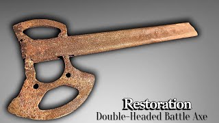I Restored a 100-Year-Old Double Bit Battle Axe (Satisfying Rust Removal)