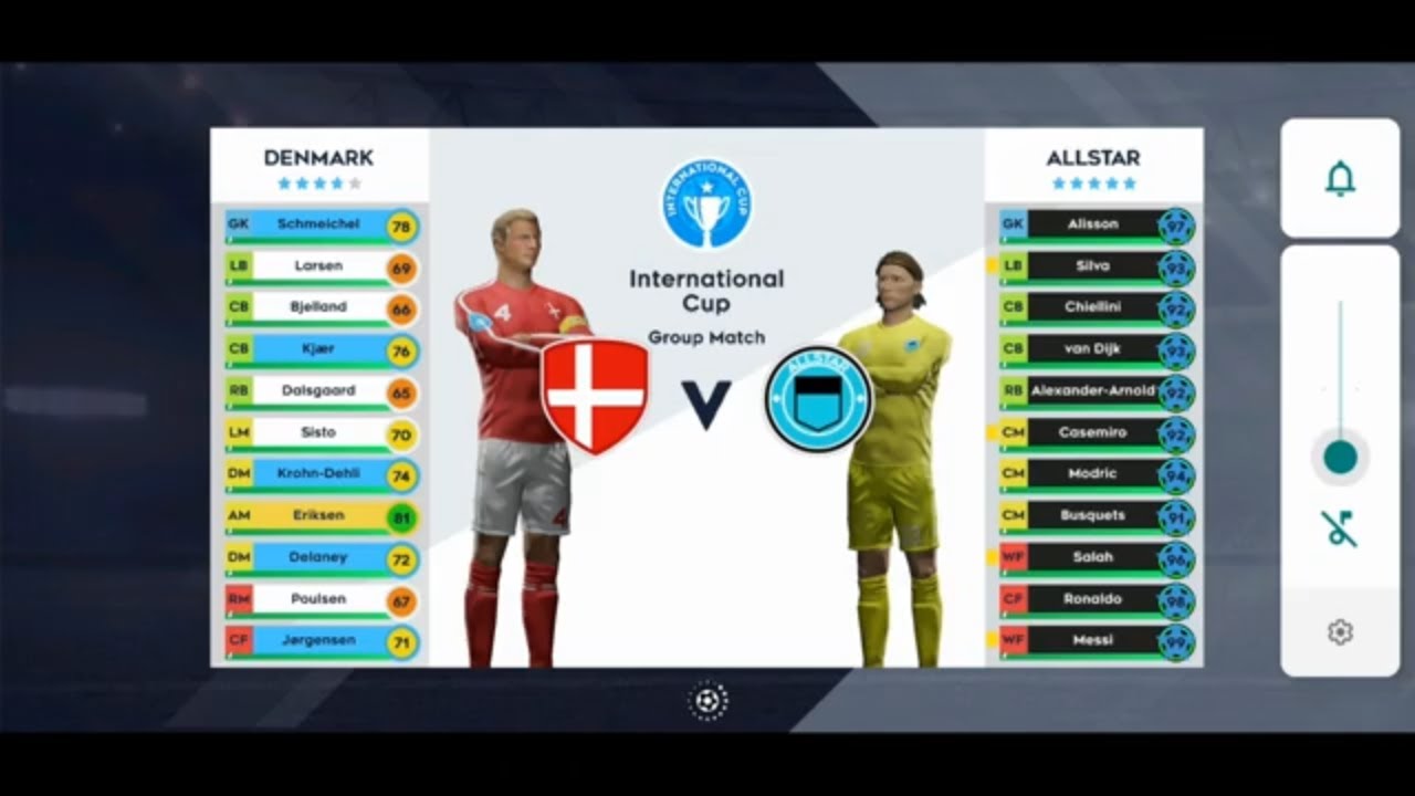 International cup play with Denmark in DLS 21