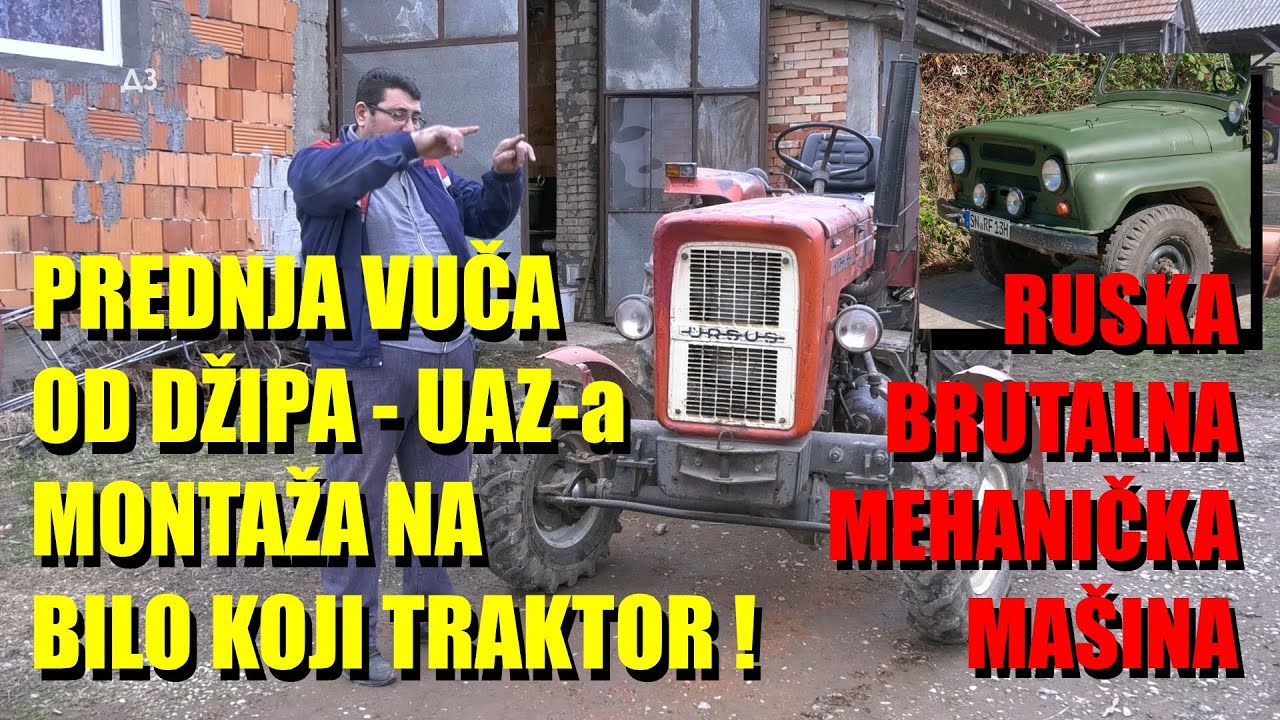 ŠOK - UGRADNJA prednje VUČE  NA TRAKTORU - od UAZ a -  traktor FRANKEŠTAJN - ali PRAVI MAJSTOR