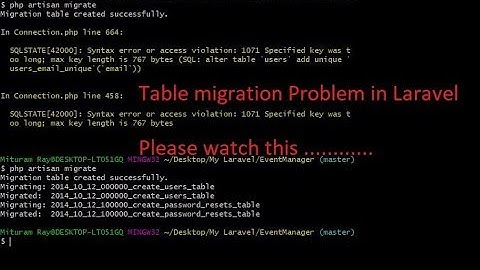 Laravel 5.4,5.5,5.6,5.7....... Migration problem solving