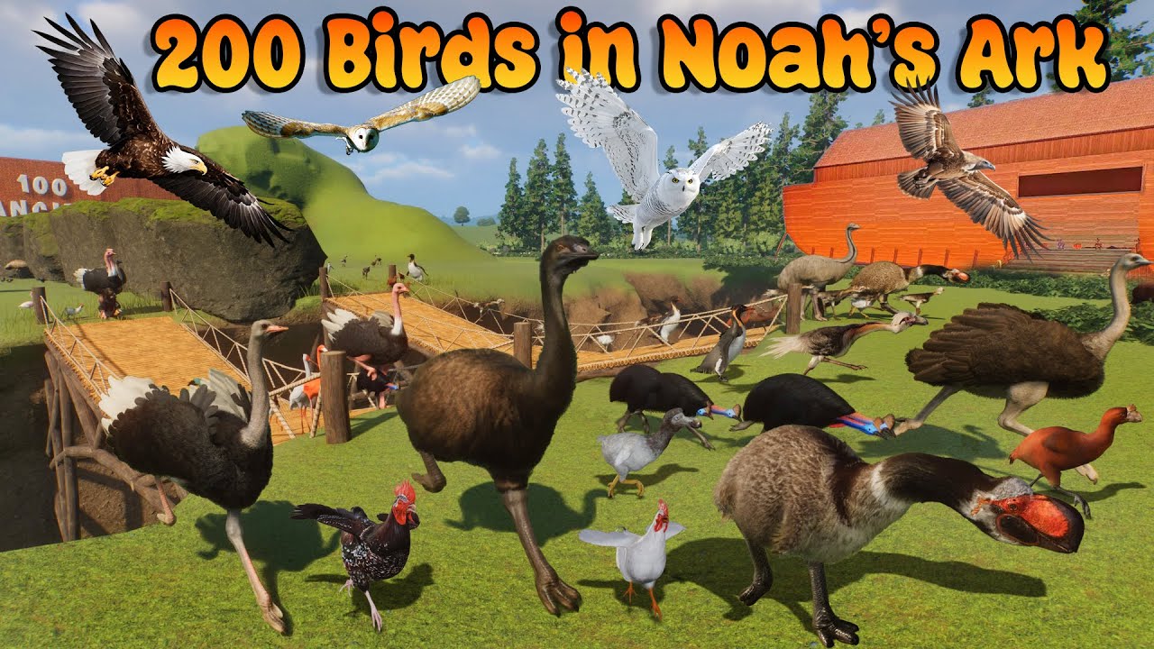 100 Birds VS 100 Ancient Birds Animals Race in Planet Zoo included Ostrich, Eagle, Elephant Birds