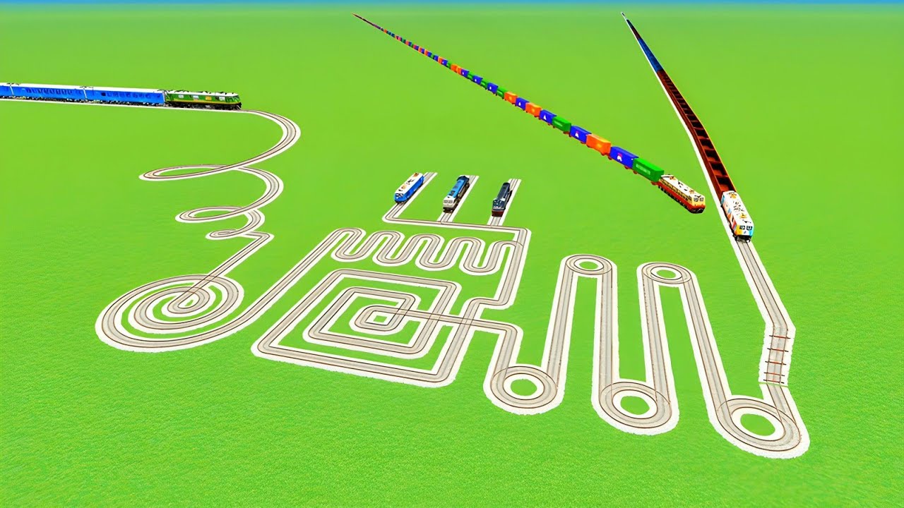 💞TRAINS CROSSIN SNAKE🐍CIRCLES SQUARE ZIG ZAG U CURVED TRUN SHARP RAILWORK RAILROAD 