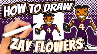 How to Draw Zay Flowers of the Baltimore Ravens NFL Football Team