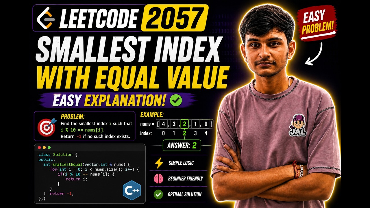 LeetCode 2057 - Smallest Index With Equal Value 🔥 - YouTube
