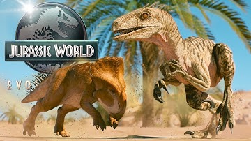 Protoceratops vs Velociraptor - Jurassic World Evolution 3 [4K]
