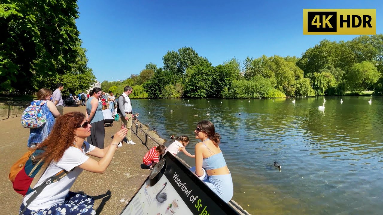 Walking around St James's Park, Summer vibes 2021 London Walking Tour 4K HDR