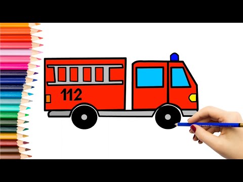 Kaip nupiešti UGNIAGESIŲ AUTOMOBILĮ | How to draw a fire truck