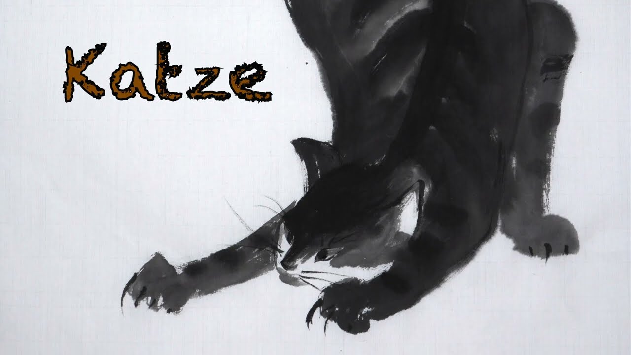 Katze: Ostasiatische Tuschmalerei (Asian Ink Wash Painting, Sumi-e)