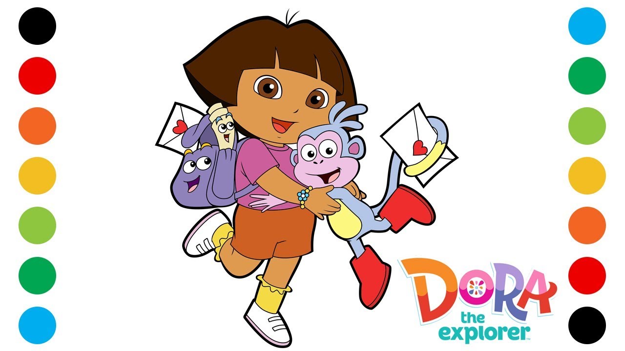 Dora the Explorer Coloring Pages for Kids | Digital Coloring - YouTube