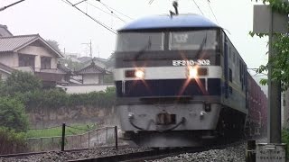 大雨の中がんばる　EF210-302牽引　2077レ