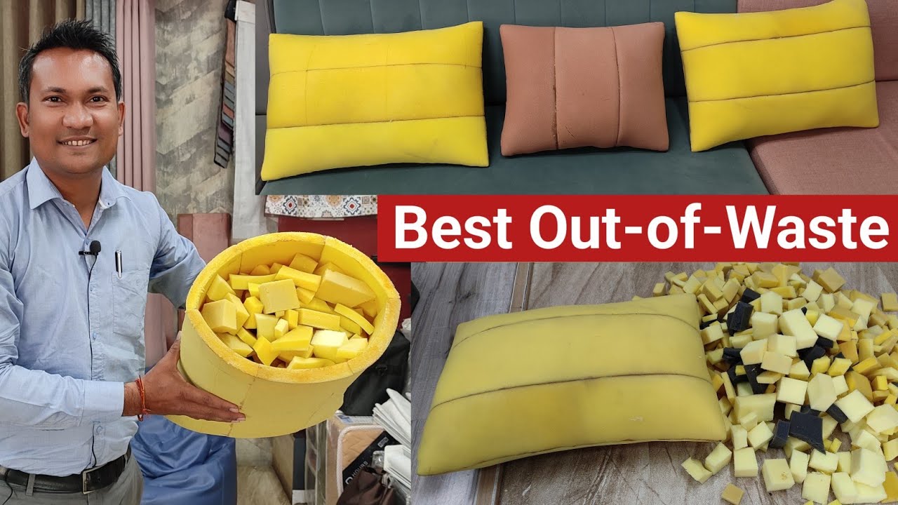How To Make a Pillow from Sofa Foam Waste DIY! फोम के टुकडो में से