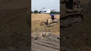 LAND Fill up Processing Dump Truck with Stronger Bulldozer Pushing soil Clearing land #roadconstruct
