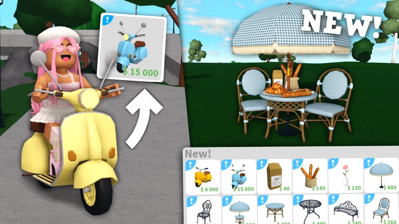 BLOXBURG FRENCH CAFE UPDATE! NEW VEHICLE, ITEMS AND PASTRIES!