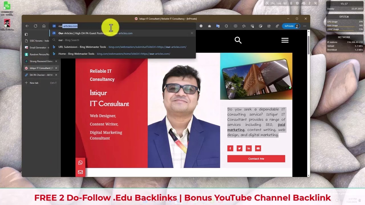 Two Free Do-Follow Dot Edu Backlinks | Bonus Backlink For YouTube Channel | 23 July 2023