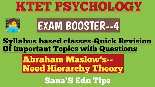 KTET PSYCHOLOGY--Syllabus based topic revision#Maslows Hierarchy of Need theory with Questions